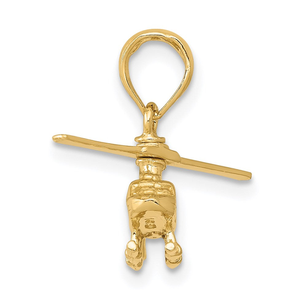 14k Yellow Gold 3-D Moveable Helicopter Pendant