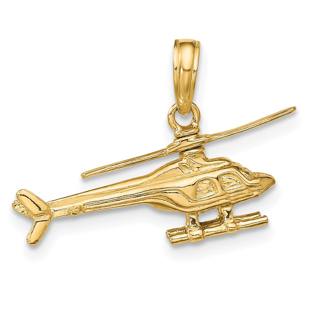 14k Yellow Gold 3-D Moveable Helicopter Pendant