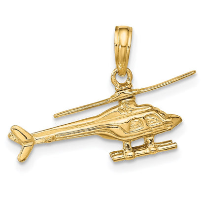 14k Yellow Gold 3-D Moveable Helicopter Pendant