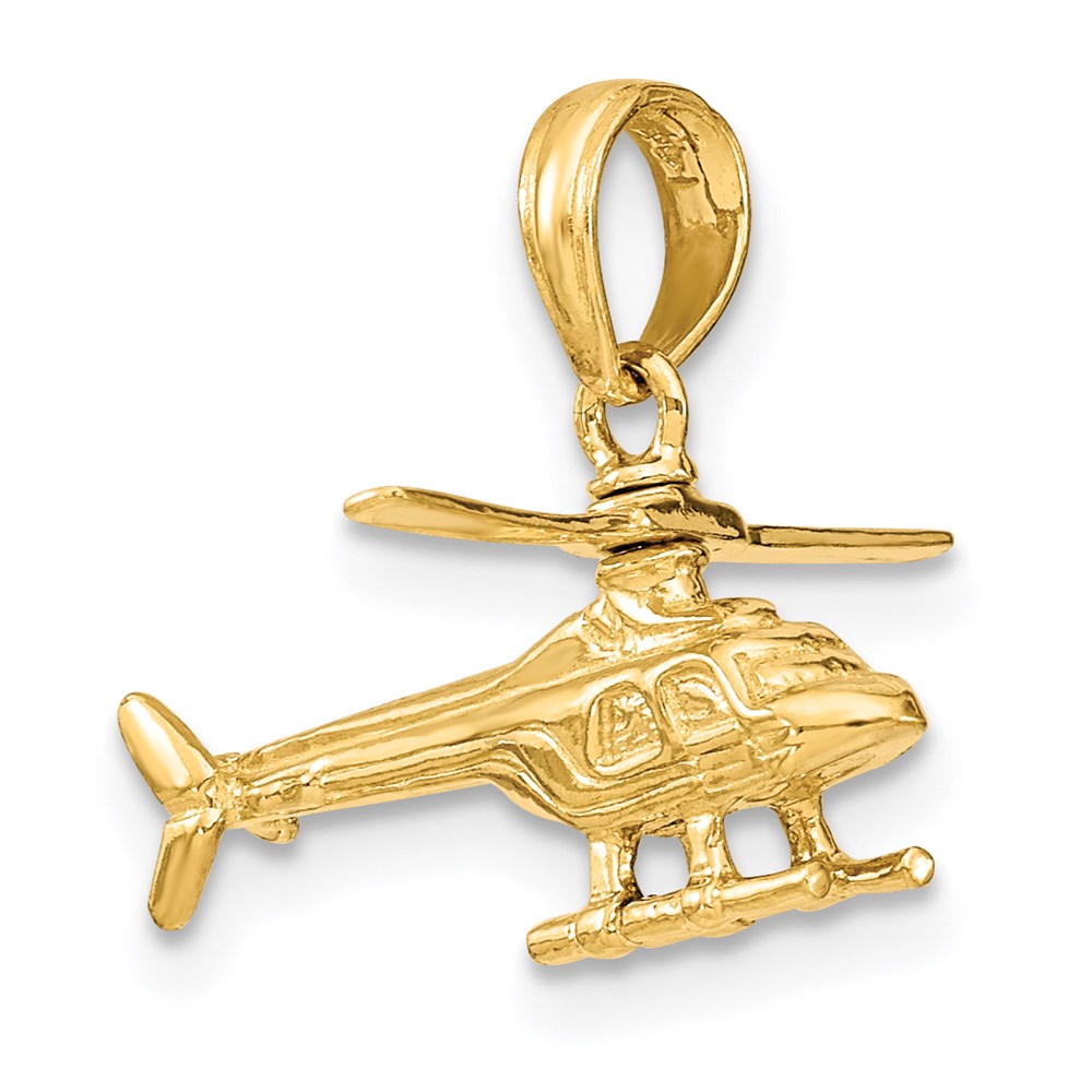 14k Yellow Gold 3-D Moveable Helicopter Pendant