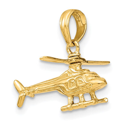 14k Yellow Gold 3-D Moveable Helicopter Pendant