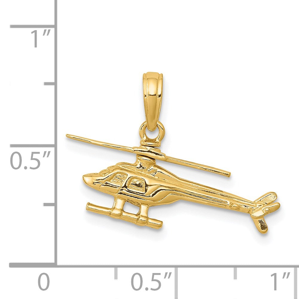 14k Yellow Gold 3-D Moveable Helicopter Pendant
