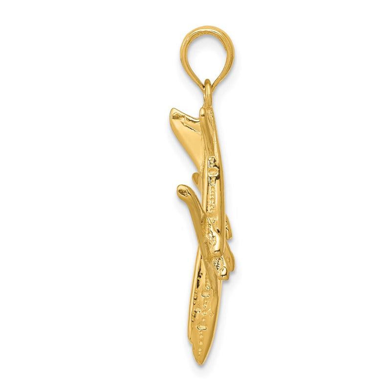 14k Yellow Gold 3-D Jet Pendant