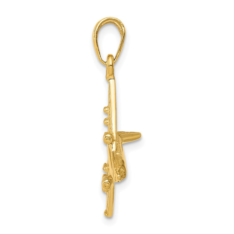 14k Yellow Gold 3-D Jet Pendant