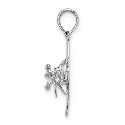 14k White Gold 3-D High Wing Airplane Charm