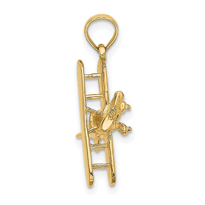 14k Yellow Gold 3-D Bi-Plane Charm