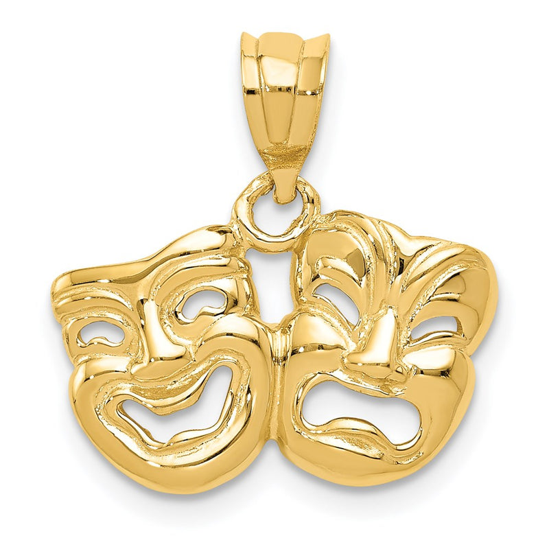 14k Yellow Gold Polished Open-Backed Comedy/Tragedy Pendant