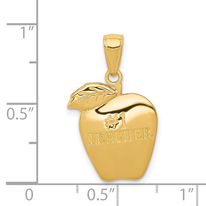 14k Yellow Gold #1 TEACHER Apple Pendant
