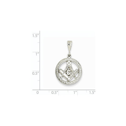 14k White Gold Polished Flat-Backed Small Masonic Charm