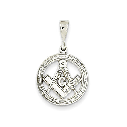 14k White Gold Polished Flat-Backed Small Masonic Charm