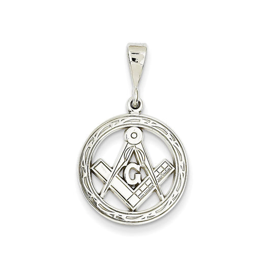 14k White Gold Polished Flat-Backed Small Masonic Charm