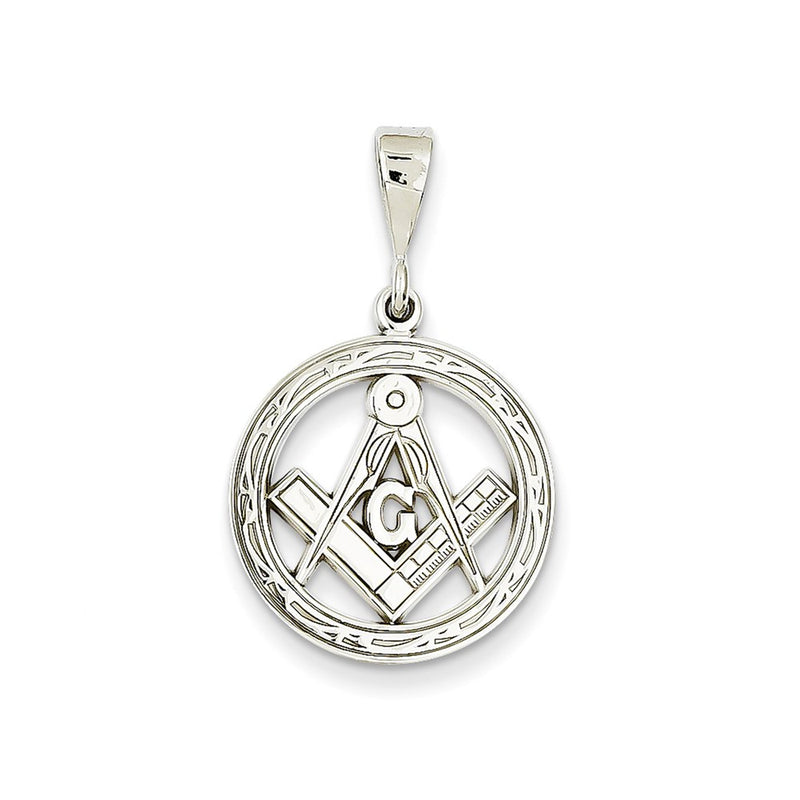 14k White Gold Polished Flat-Backed Small Masonic Charm
