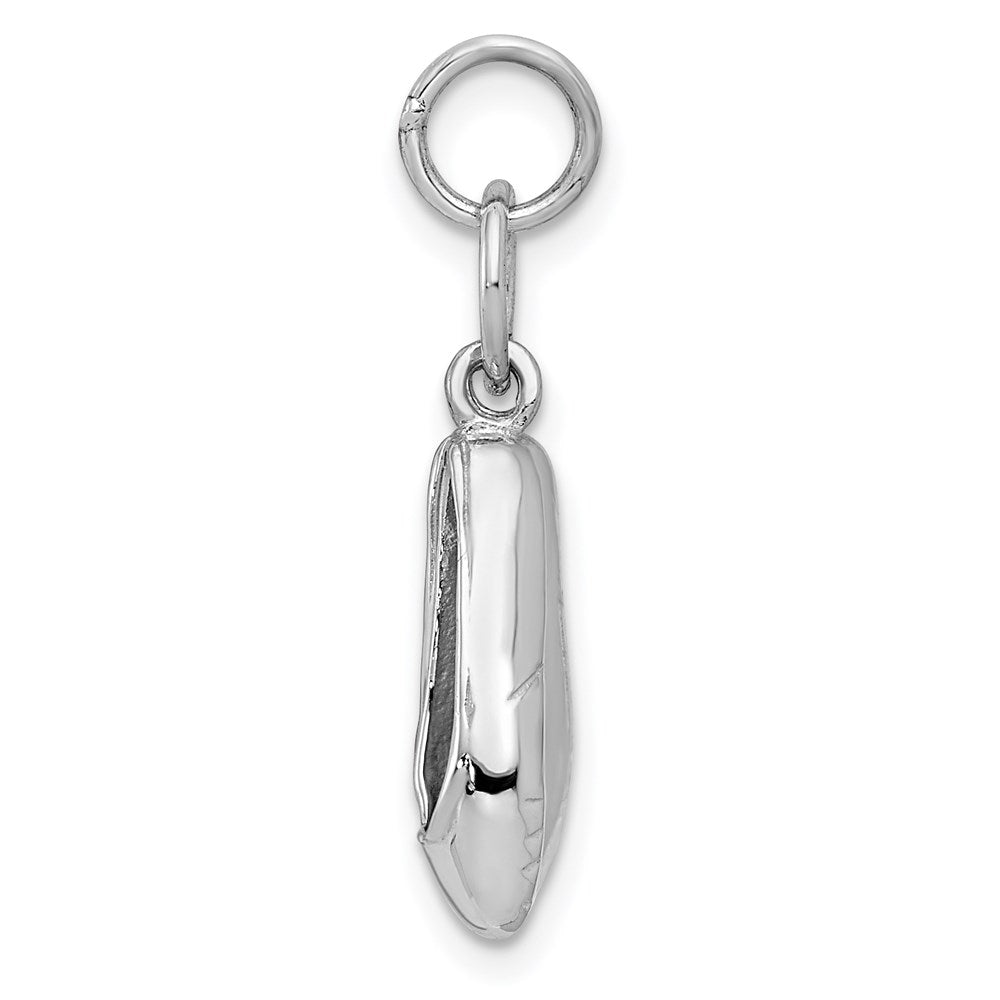 14k White Gold Solid Polished 3-D Moveable Ballet Slippers Charm