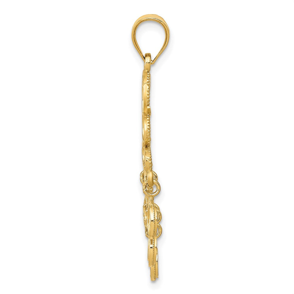 14k Yellow Gold Polished Diamond-cut Chandelier Pendant