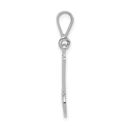 14k White GoldW White Gold Solid Polished Script Filigree Letter M Initial Pendant