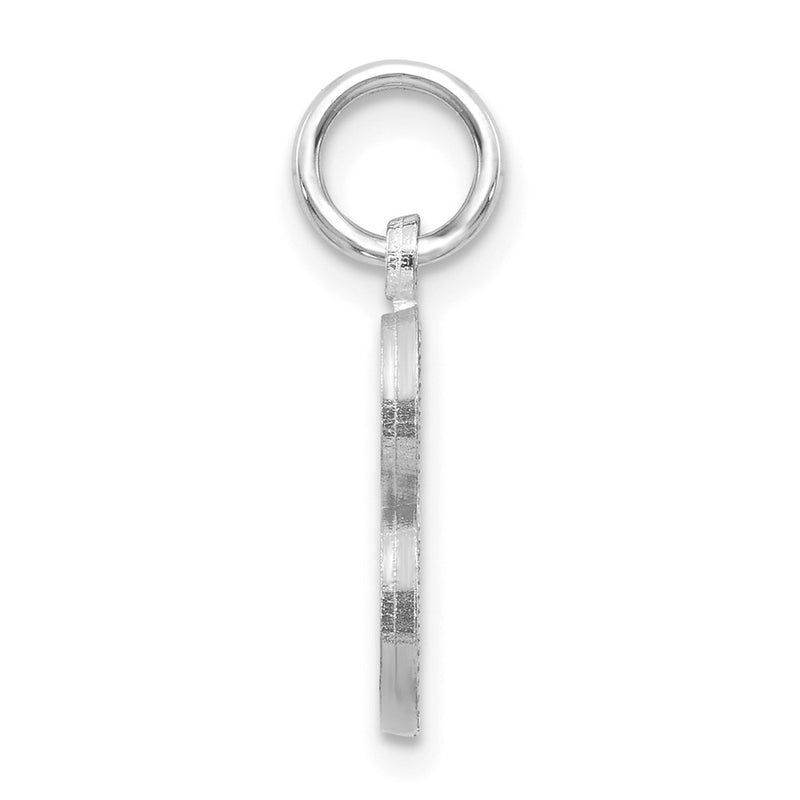 14k White GoldW Satin Diamond-cut Letter B Initial Charm