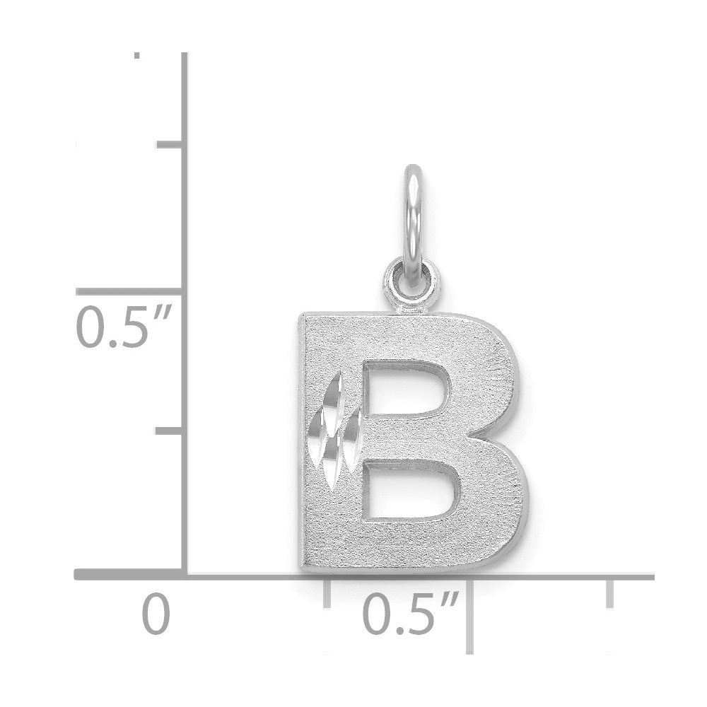 14k White GoldW Satin Diamond-cut Letter B Initial Charm
