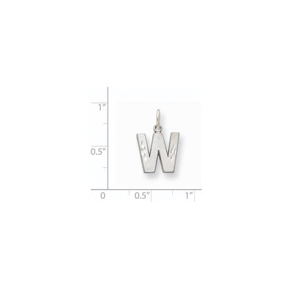 14k White GoldW Satin Diamond-cut Letter W Initial Charm