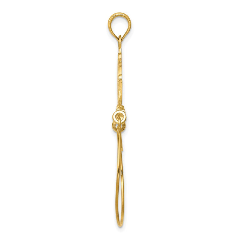 14k Yellow Gold Polished Ribbon Decorated Charm Holder