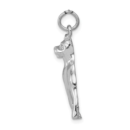 14k White Gold Solid Polished Boxer Charm