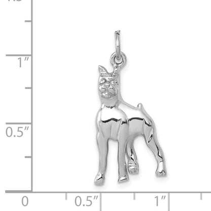 14k White Gold Solid Polished Boxer Charm