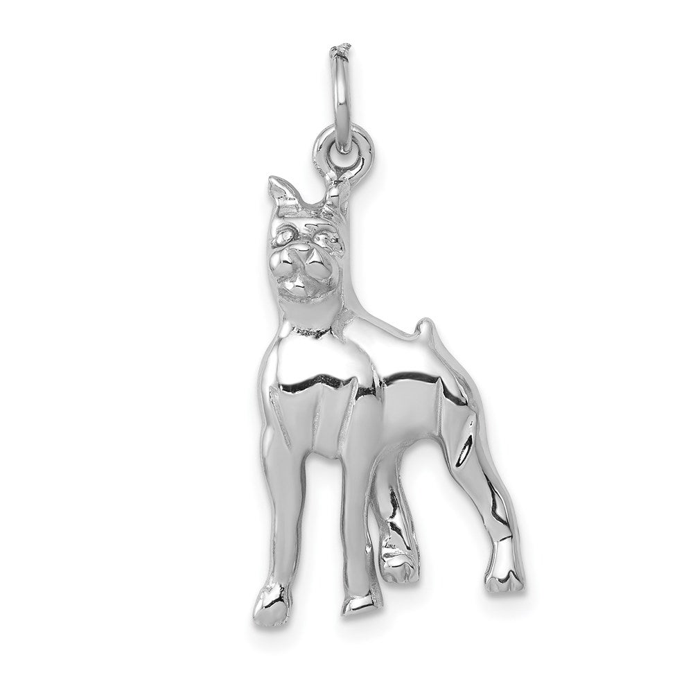 14k White Gold Solid Polished Boxer Charm