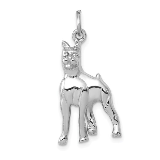 14k White Gold Solid Polished Boxer Charm