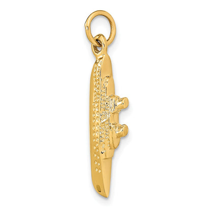 14k Yellow Gold Solid Polished 3-D Cruise Ship Charm