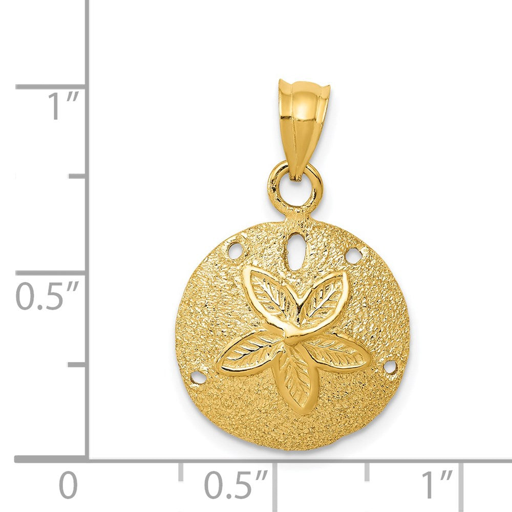 14k Yellow Gold Solid Polished Laser-Cut Sand Dollar Pendant