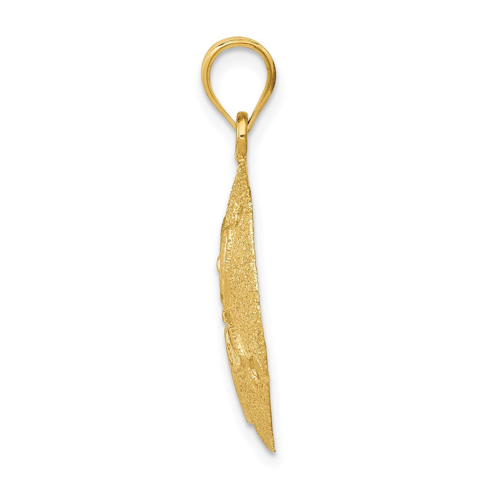14k Yellow Gold Solid Polished Laser-Cut Sand Dollar Pendant