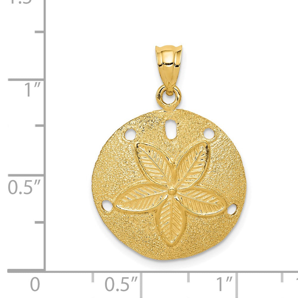 14k Yellow Gold Solid Polished Laser-Cut Sand Dollar Pendant