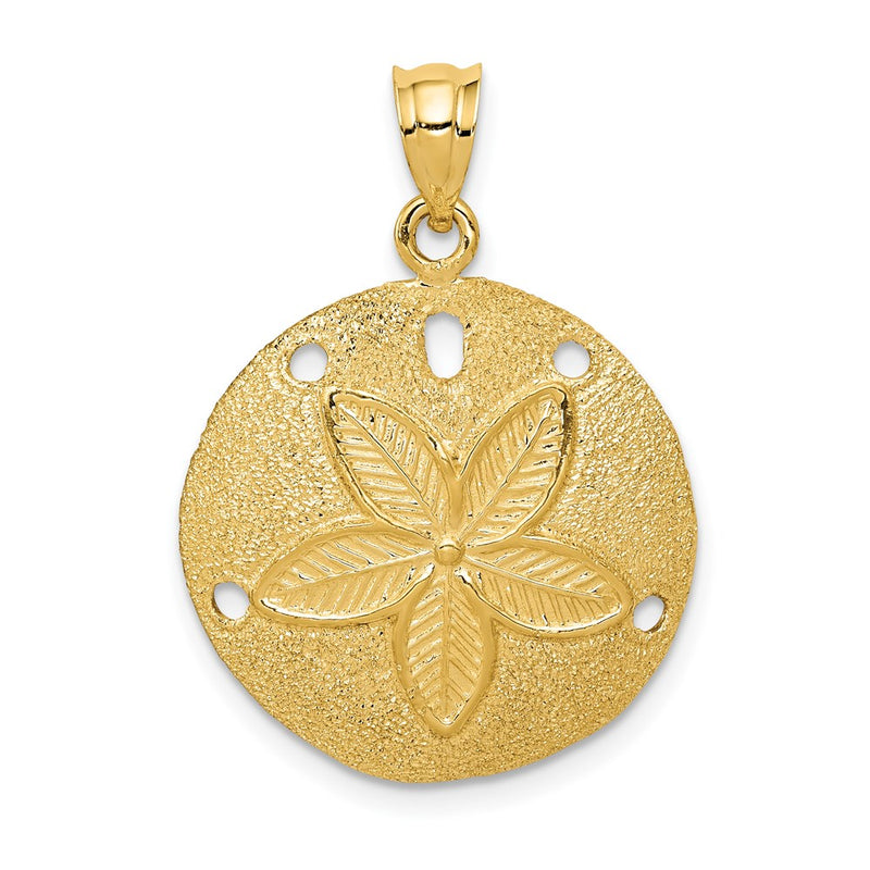 14k Yellow Gold Solid Polished Laser-Cut Sand Dollar Pendant