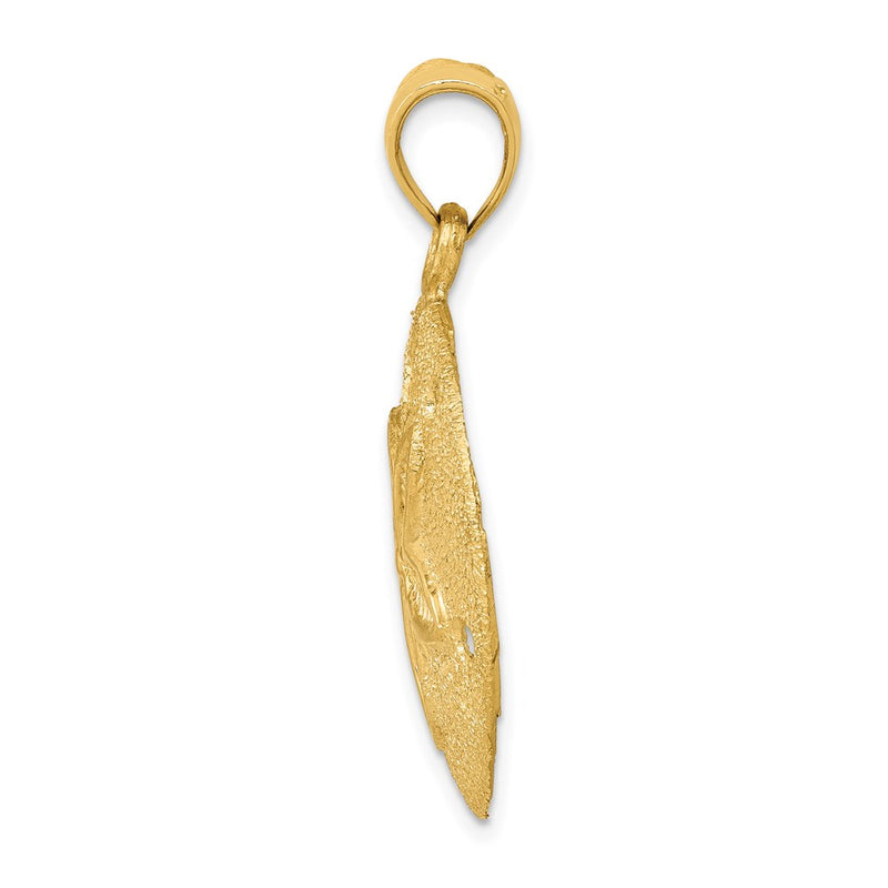 14k Yellow Gold Solid Polished Laser-Cut Sand Dollar Pendant