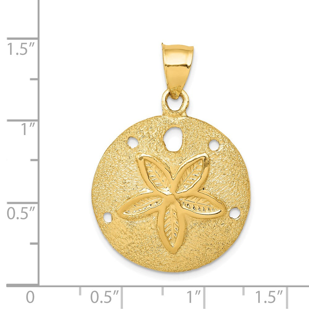14k Yellow Gold Solid Polished Laser-Cut Sand Dollar Pendant