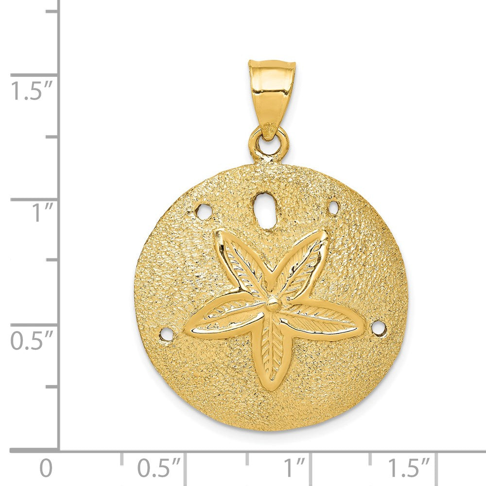 14k Yellow Gold Solid Polished Laser-Cut Sand Dollar Pendant