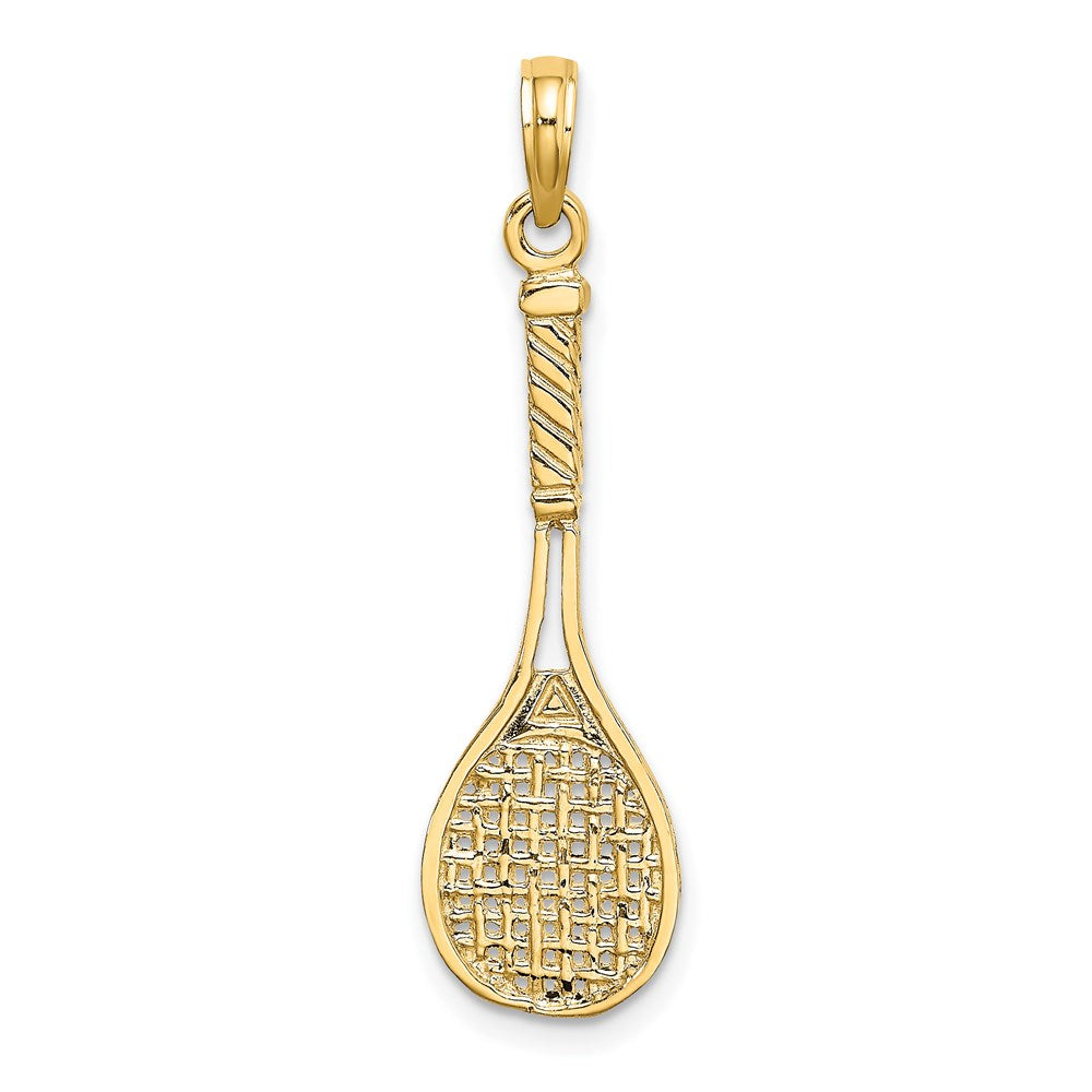 14k Yellow Gold Solid Polished 3-D Tennis Racquet Charm