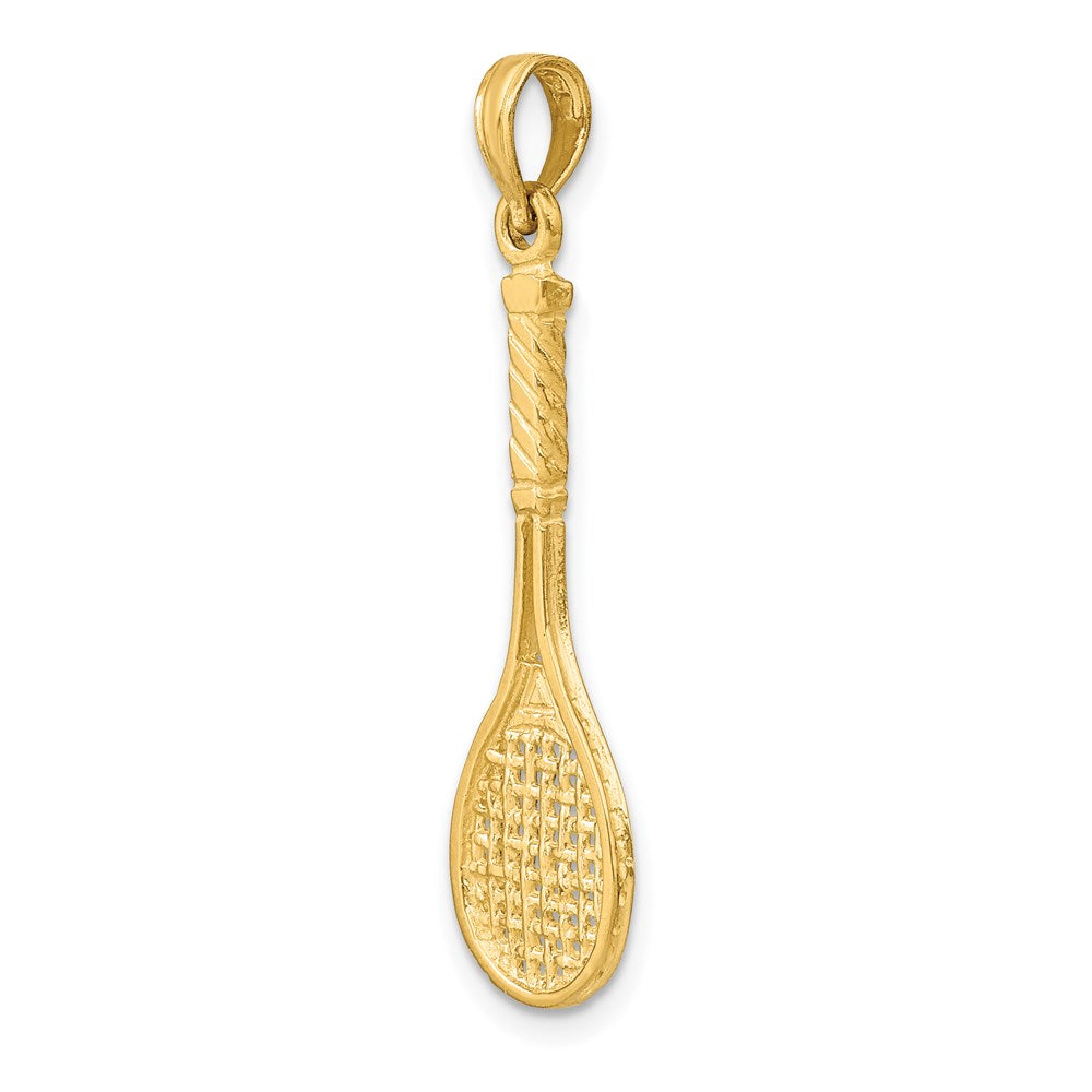 14k Yellow Gold Solid Polished 3-D Tennis Racquet Charm