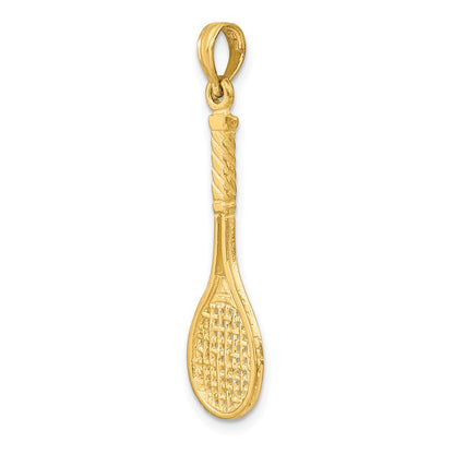 14k Yellow Gold Solid Polished 3-D Tennis Racquet Charm