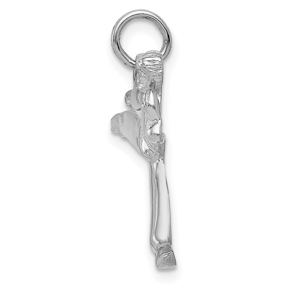 14k White Gold Solid Open-Backed Karate Male Charm