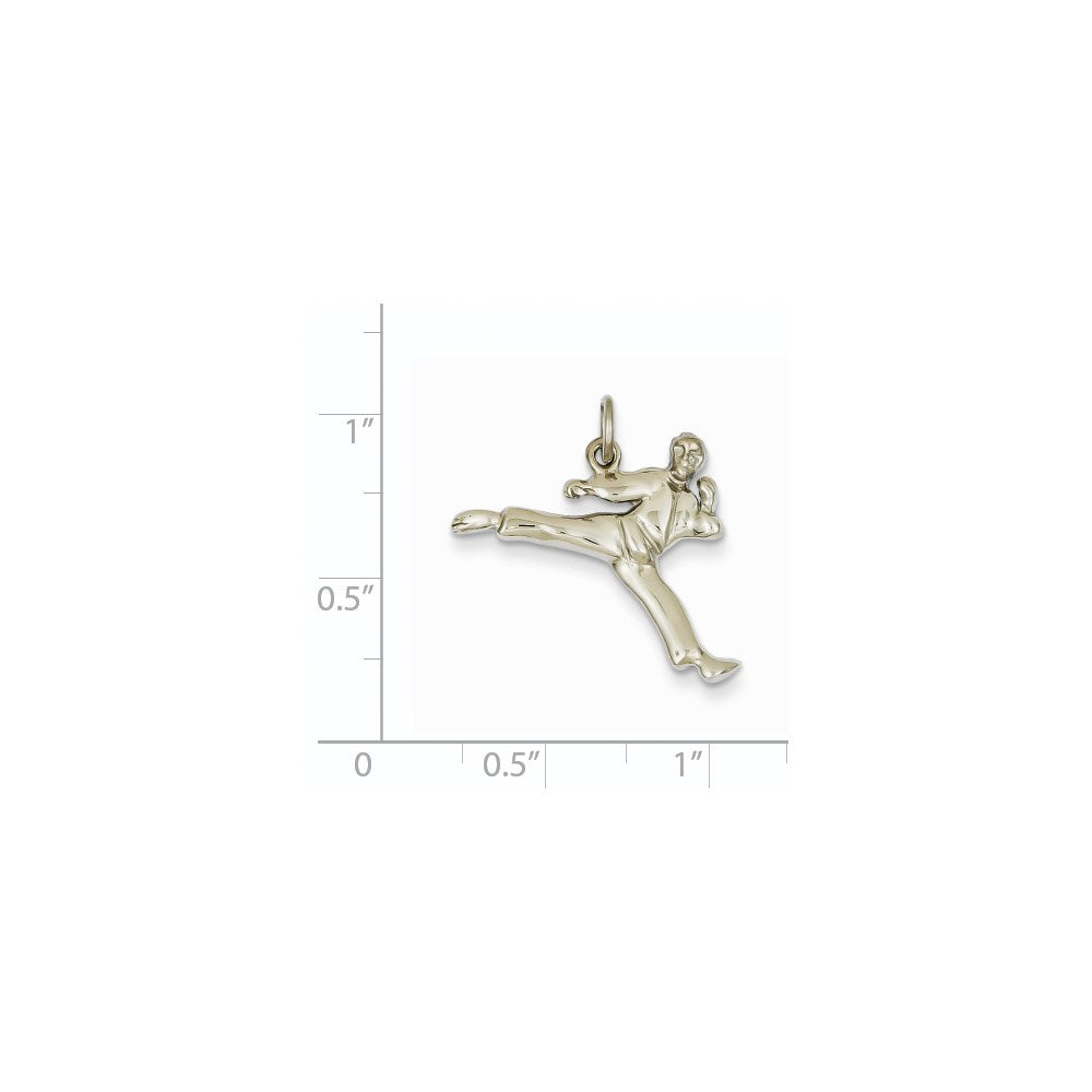 14k White Gold Solid Open-Backed Karate Male Charm