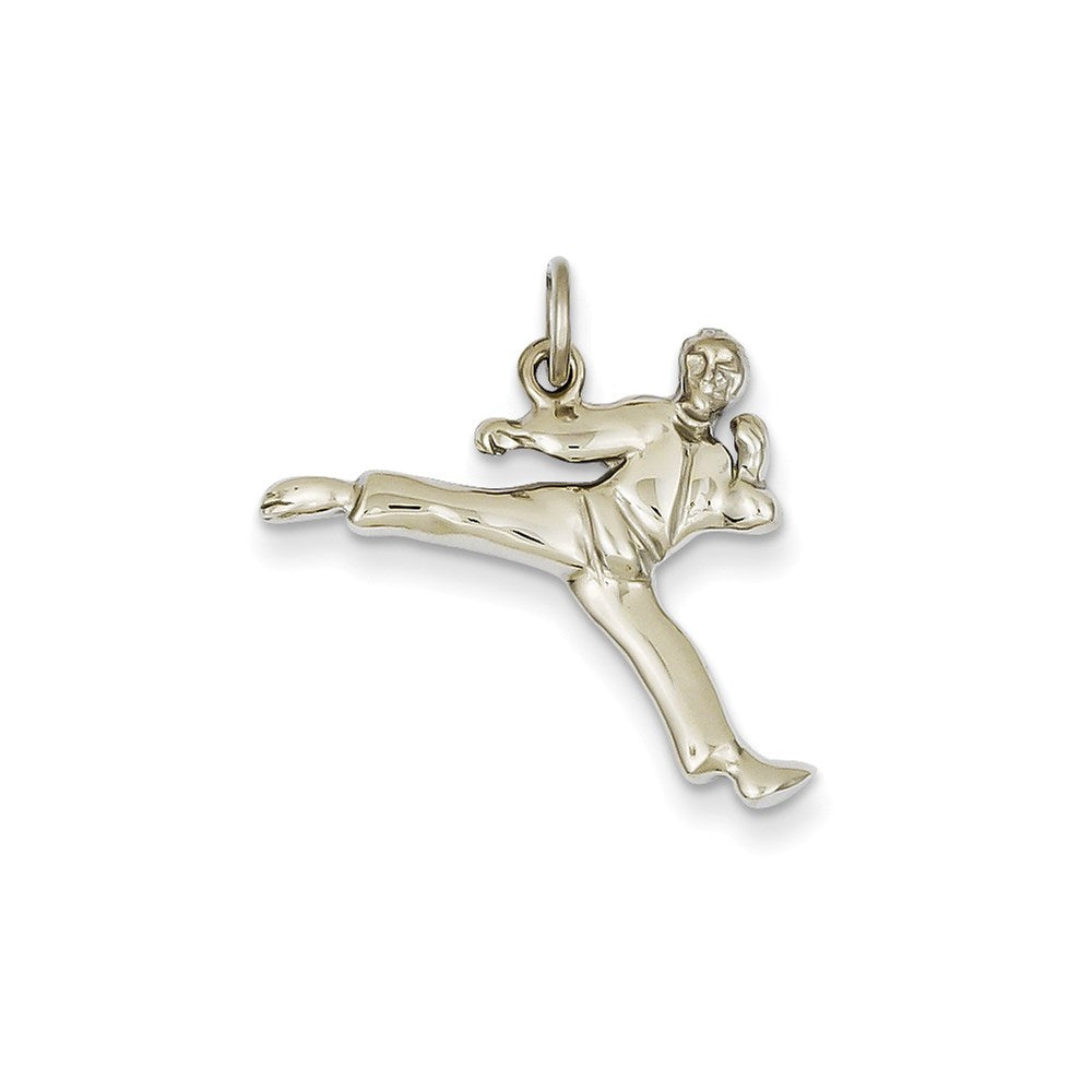 14k White Gold Solid Open-Backed Karate Male Charm
