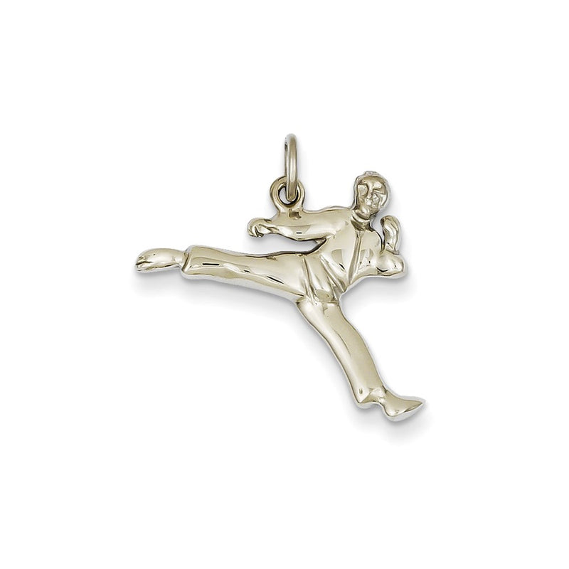 14k White Gold Solid Open-Backed Karate Male Charm