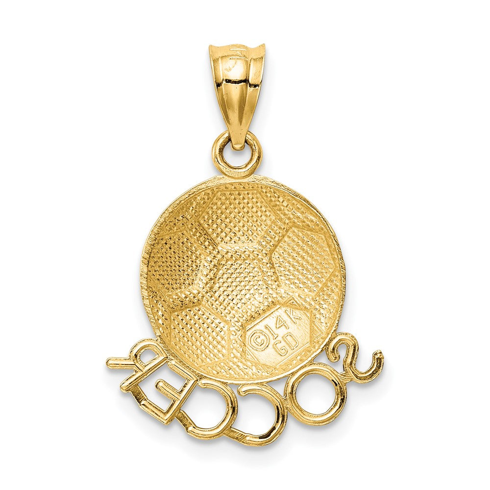 14k Yellow Gold Solid Polished Open-Backed Soccer Pendant