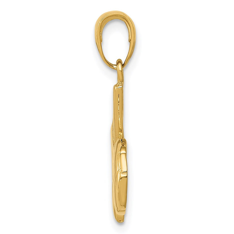 14k Yellow Gold Solid Open-Backed Soccer Shoe and Ball Pendant