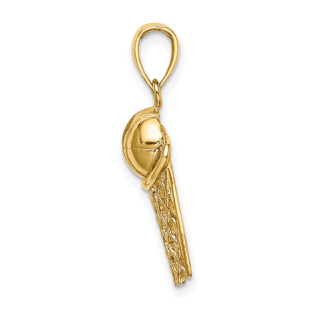 14k Yellow Gold Polished Basketball and Net Charm