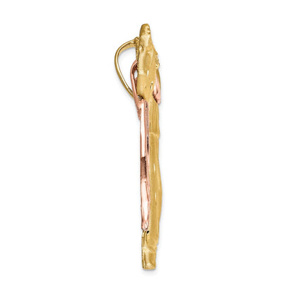 14k Two-tone Gold Satin Risen Christ Slide