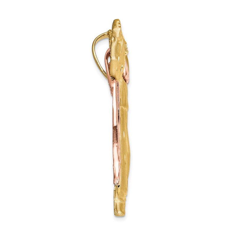 14k Two-tone Gold Satin Risen Christ Slide
