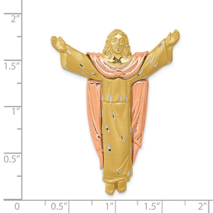 14k Two-tone Gold Satin Risen Christ Slide