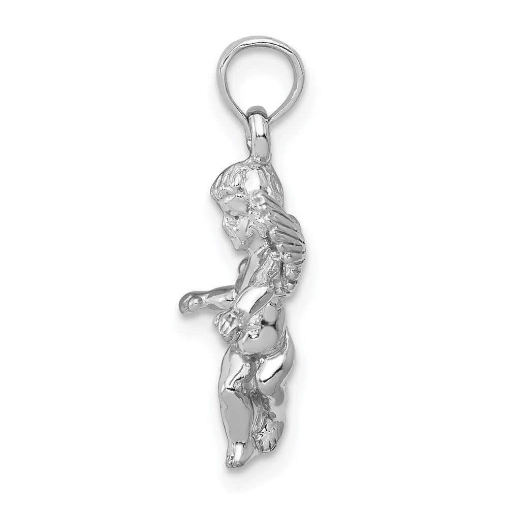 14k White Gold  3D White Gold Polished Solid Angel Pendant