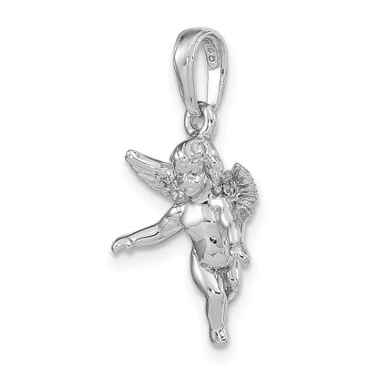 14k White Gold  3D White Gold Polished Solid Angel Pendant